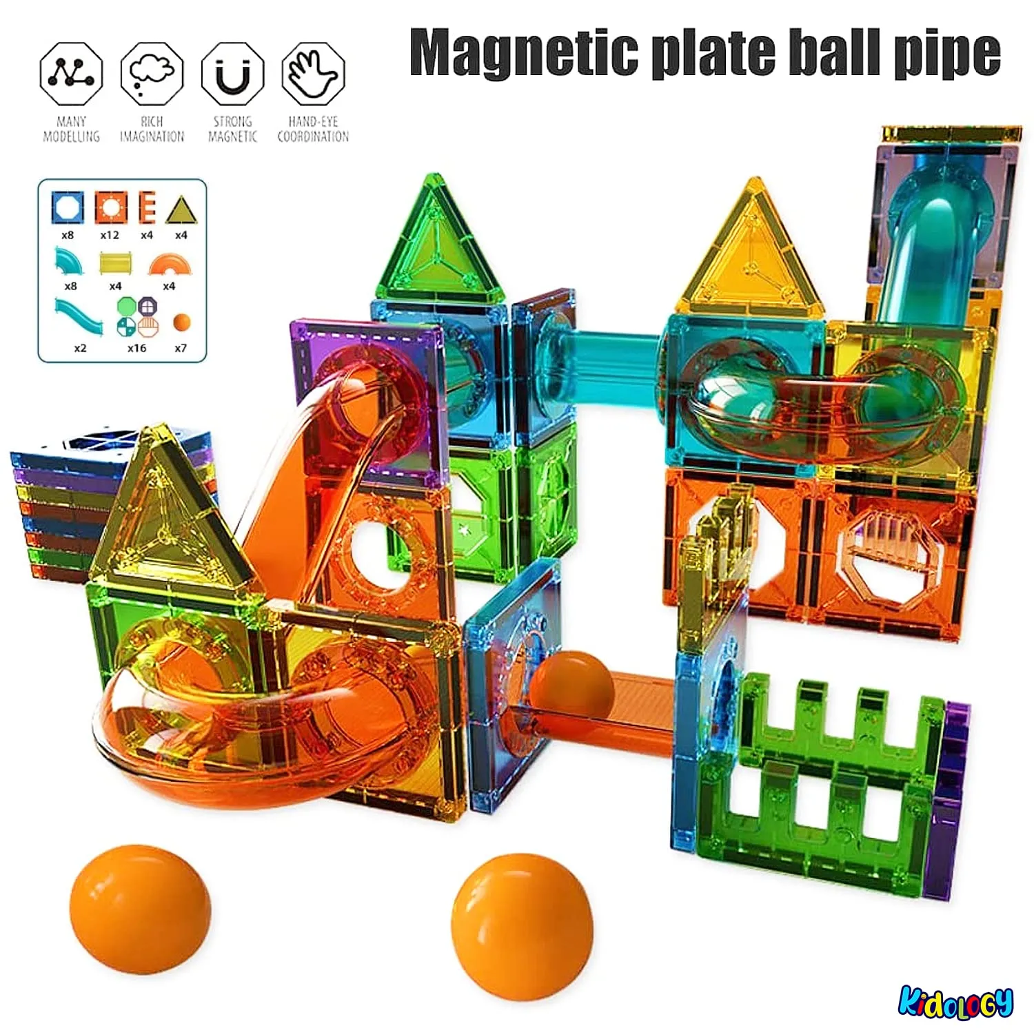 imgi_109_71JIypcFojL._SL1500_.webp Kidology Magnetic Tiles Blocks –98 Pcs - Image 1