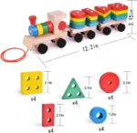 Train Toy Set For Toddler, Sorting And Shape Color Recognition Geometric Blocks Colorful - Image 4