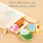 Wooden Kitchen Toys Set Simulation Cutting ice cream & Food Game - Image 4