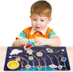8 Planets Matching Maze Board Science Cognitive Planetary Construction Slide Wooden Puzzle