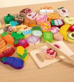 Wooden Kitchen Toys Set Simulation Cutting ice cream & Food Game