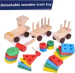 Train Toy Set For Toddler, Sorting And Shape Color Recognition Geometric Blocks Colorful - Image 2
