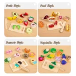 Wooden Kitchen Toys Set Simulation Cutting ice cream & Food Game - Image 3