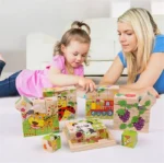 Wooden Blocks Toys Children Six Side Cube Jigsaw Puzzles Game