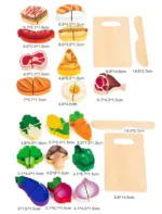 Wooden Kitchen Toys Set Simulation Cutting ice cream & Food Game - Image 2