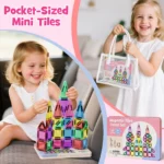 Magnetic Tiles Travel Toy Set with Storage Iron Box - Image 2