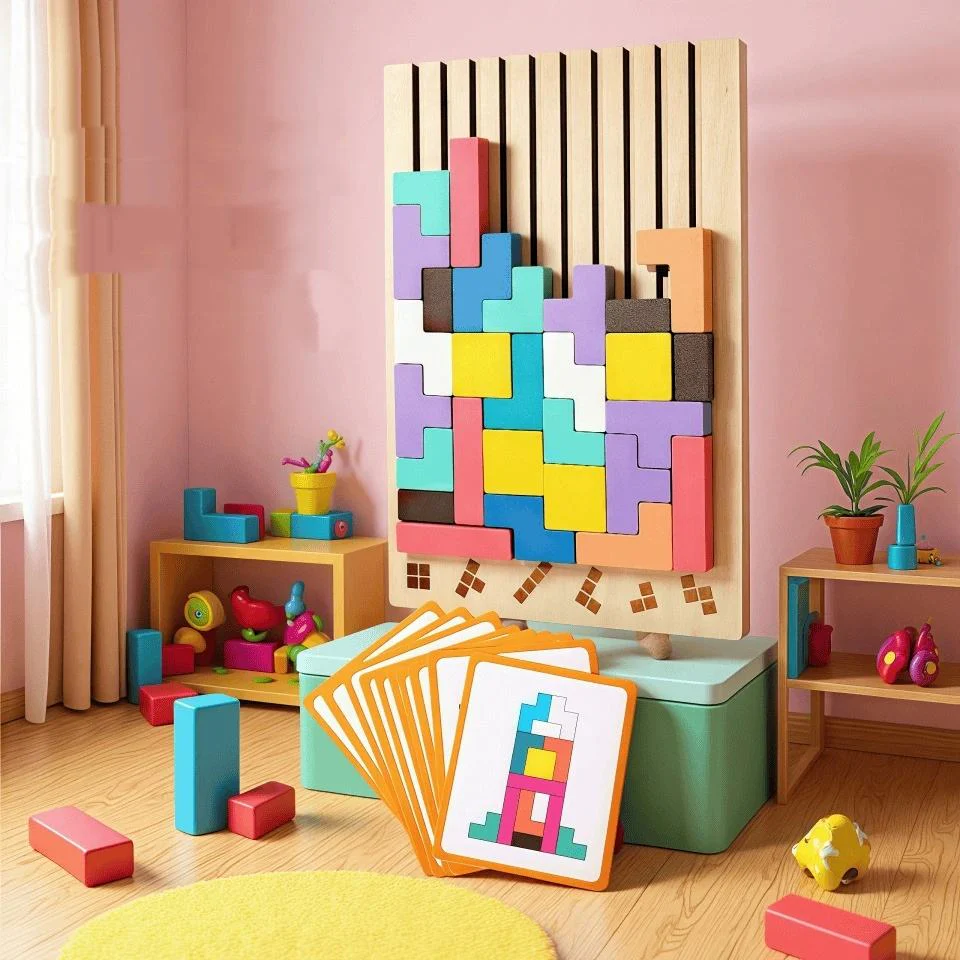 Hf18f8cf1231046aab25389b79a13f5f3a 3D Wooden Puzzle Blocks - Image 1