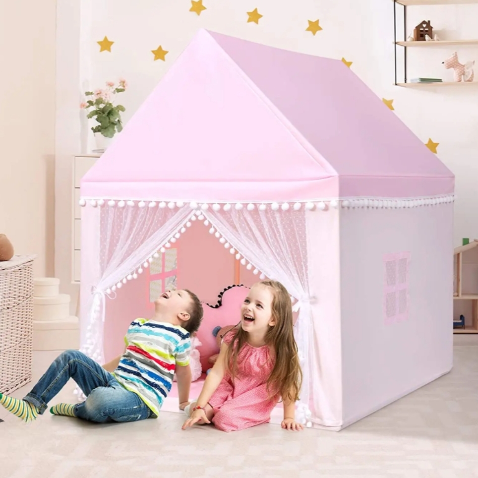 IMG_3094 Pink Princess Castle Indoor Playhouse with 24pcs soft ball - Image 1