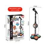 Kids Microphone and Stand Karaoke Machines with Flashing Stage Lights(Black) - Image 2
