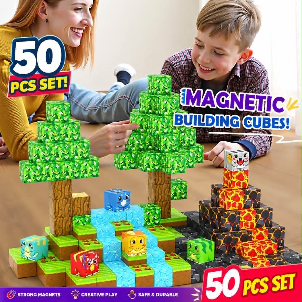 305e6325-ec08-4e26-9616-806f3e84117e Magnetic Building Blocks (50 PCS SET ) - Image 1