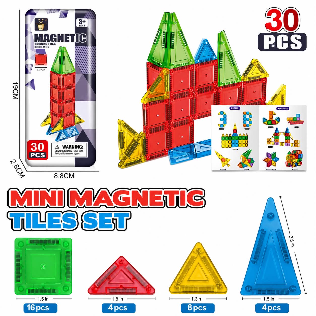 44287632-5847-4b87-89c3-b99c9045655a 30PCS-MAGNETIC TILES SET BLOCK - Image 1