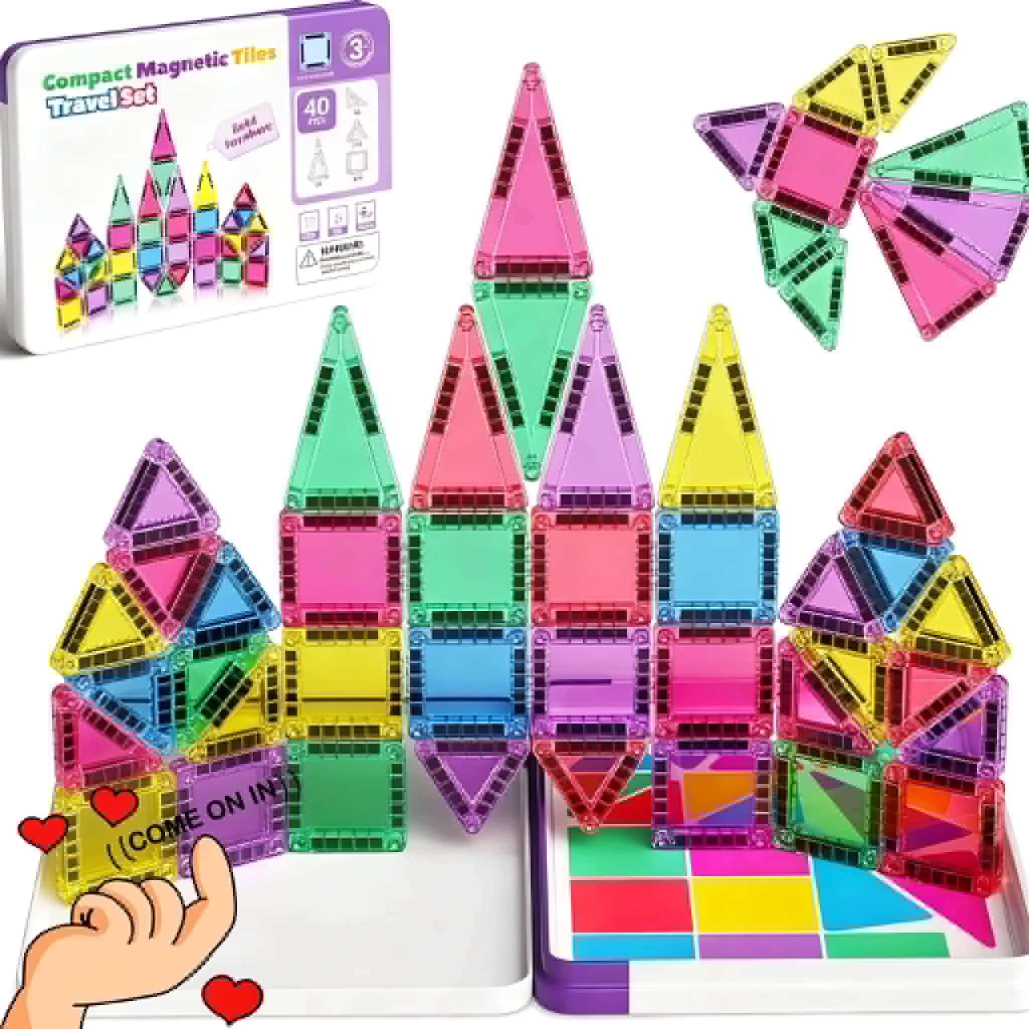 6a5fdb7f-8234-41c8-959a-1e41cb8eee9e 58 PCS- Magnetic Building Blocks Travel Set(FREE 2 mini (SPORT CAR) - Image 1
