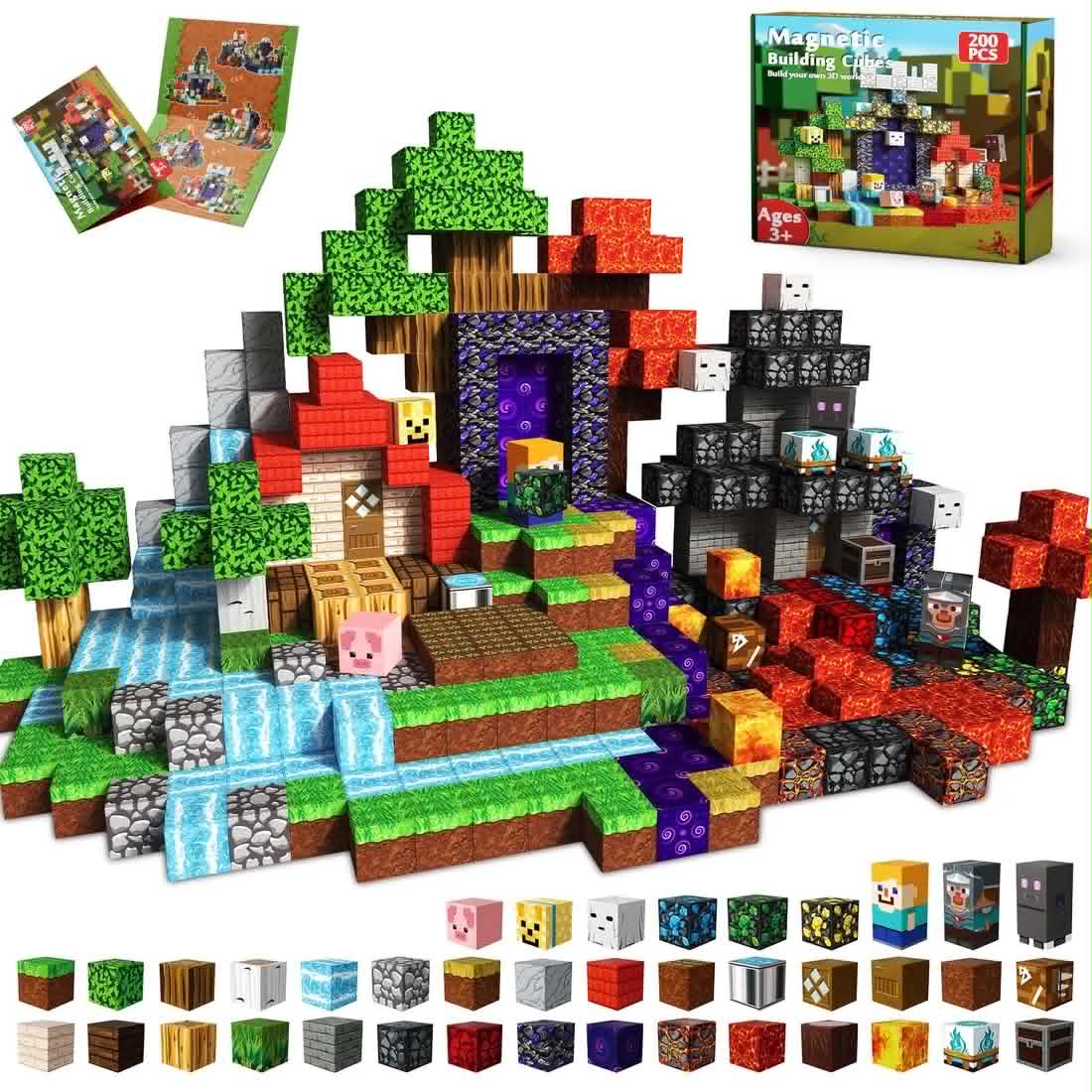 bdfb1a28-9ed8-4401-b76a-4a52e1525238 Magnetic Building Blocks-Minecraft-Inspired Magnet Cubes for Kids (200 PCS ) - Image 1